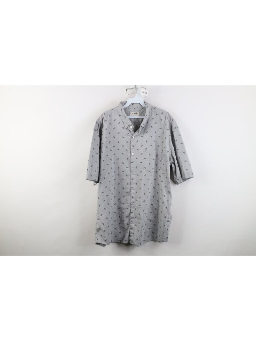 Linksoul Golf Mens 2XL XXL Leaf Print Short Sleeve Collared Button Down Shirt